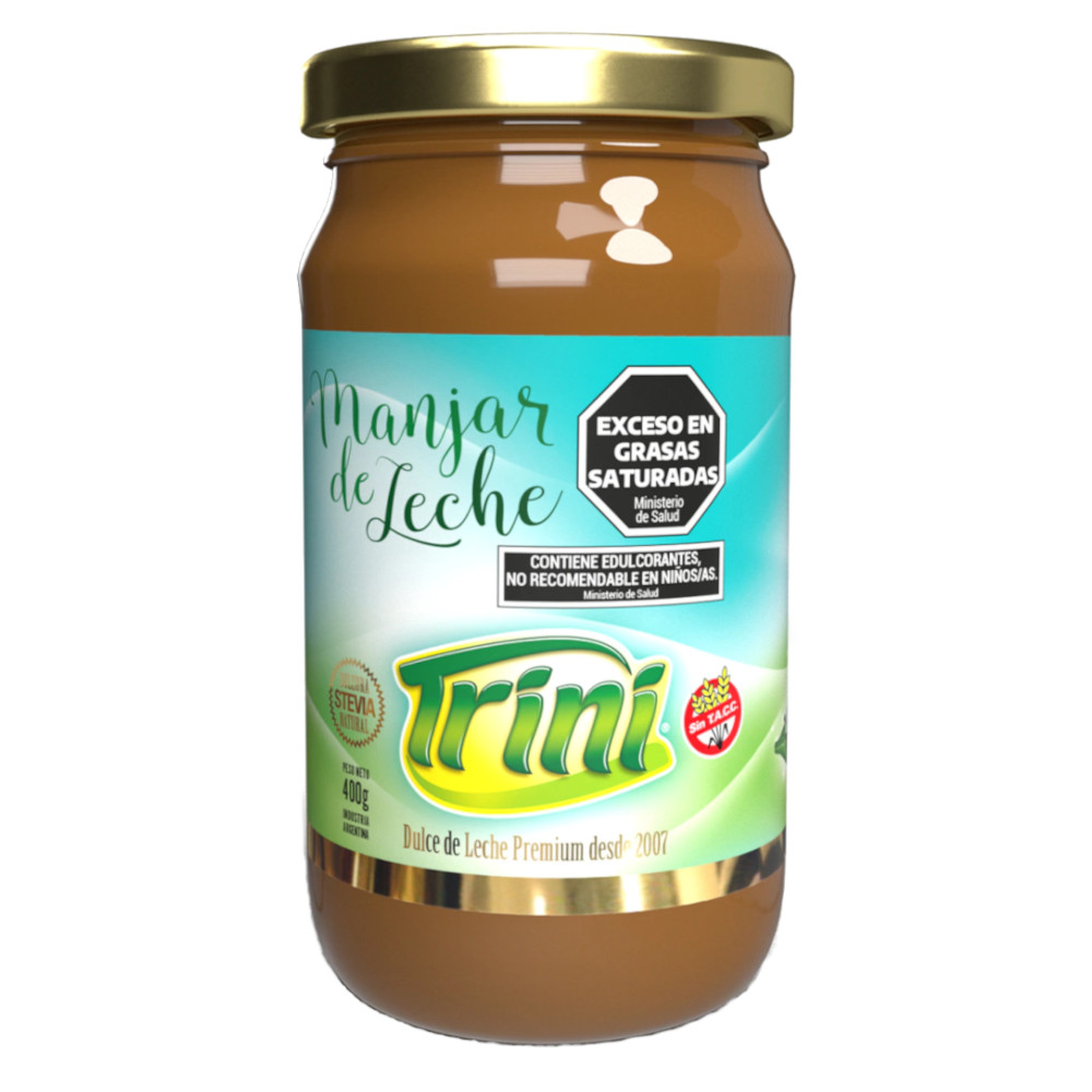 Trini Manjar de Leche Dulce de Leche Sin Azúcar con Stevia Sin TACC, 400 g