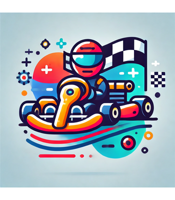 •	Go-Kart: "Go-kart drivers competing on a high-speed outdoor track."