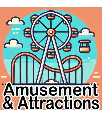 •	Amusement Parks: "Families enjoying roller coasters and fun rides at an amusement park.""Tourists enjoying a variety of entertainment and attractions, from amusement and water parks to interactive experiences and thrilling activities."