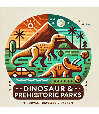 •	Dinosaur & Prehistoric Parks: "A life-sized dinosaur exhibit in a prehistoric-themed park."