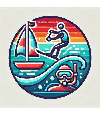 •	Water Skiing, Sailing & Diving: "A diver exploring a vibrant coral reef in the Adriatic Sea."