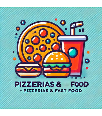 •	Pizzerias & Fast Food: "A fresh wood-fired pizza with local ingredients on a rustic table."