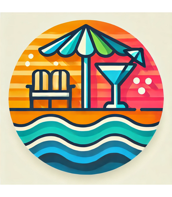 •	Beach Bars & Lounges: "Cocktails served on a beach bar with a sunset in the background."