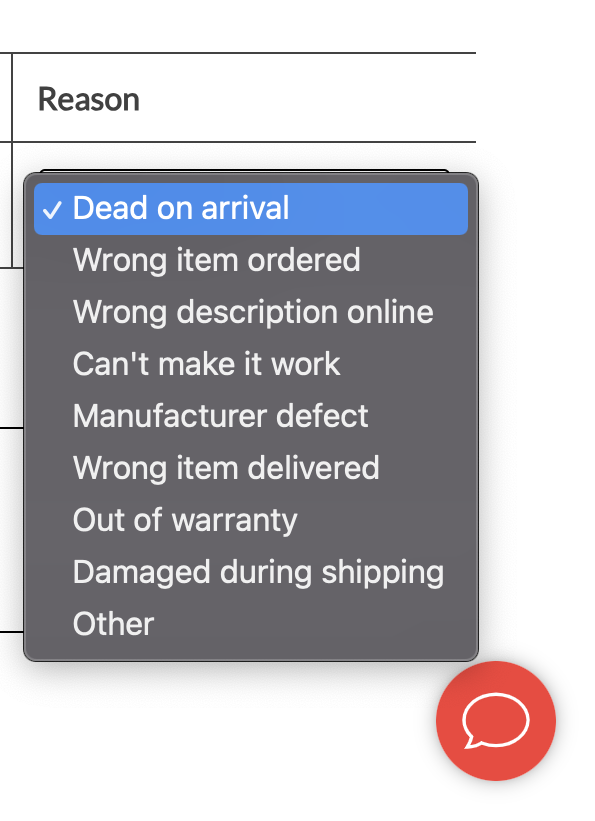 Step 4 - Select reason