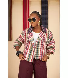 Esohe Aso Oke Cropped Trench Jacket
