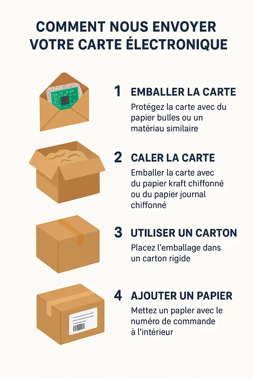étape emballage carte électronique