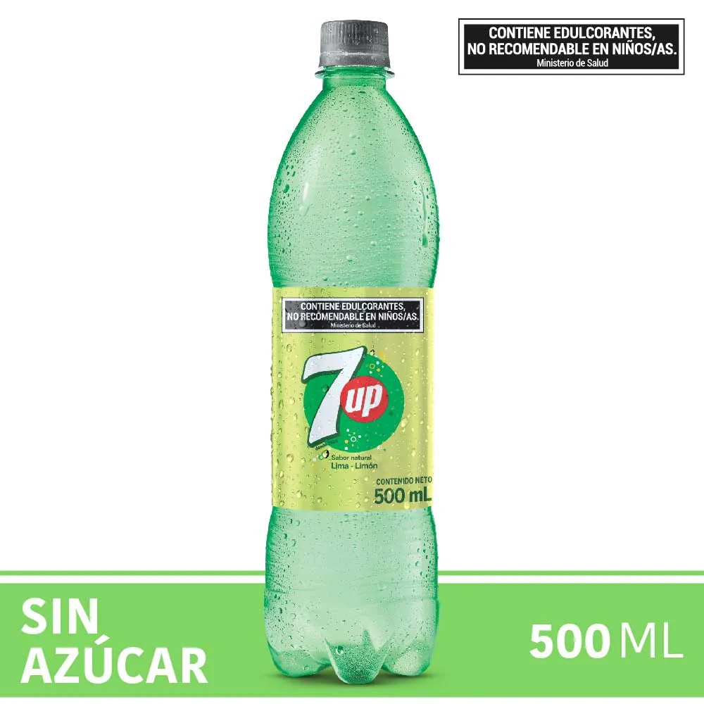 7 Up Gaseosa sin Azúcar Sabor Lima Limón, 500 ml