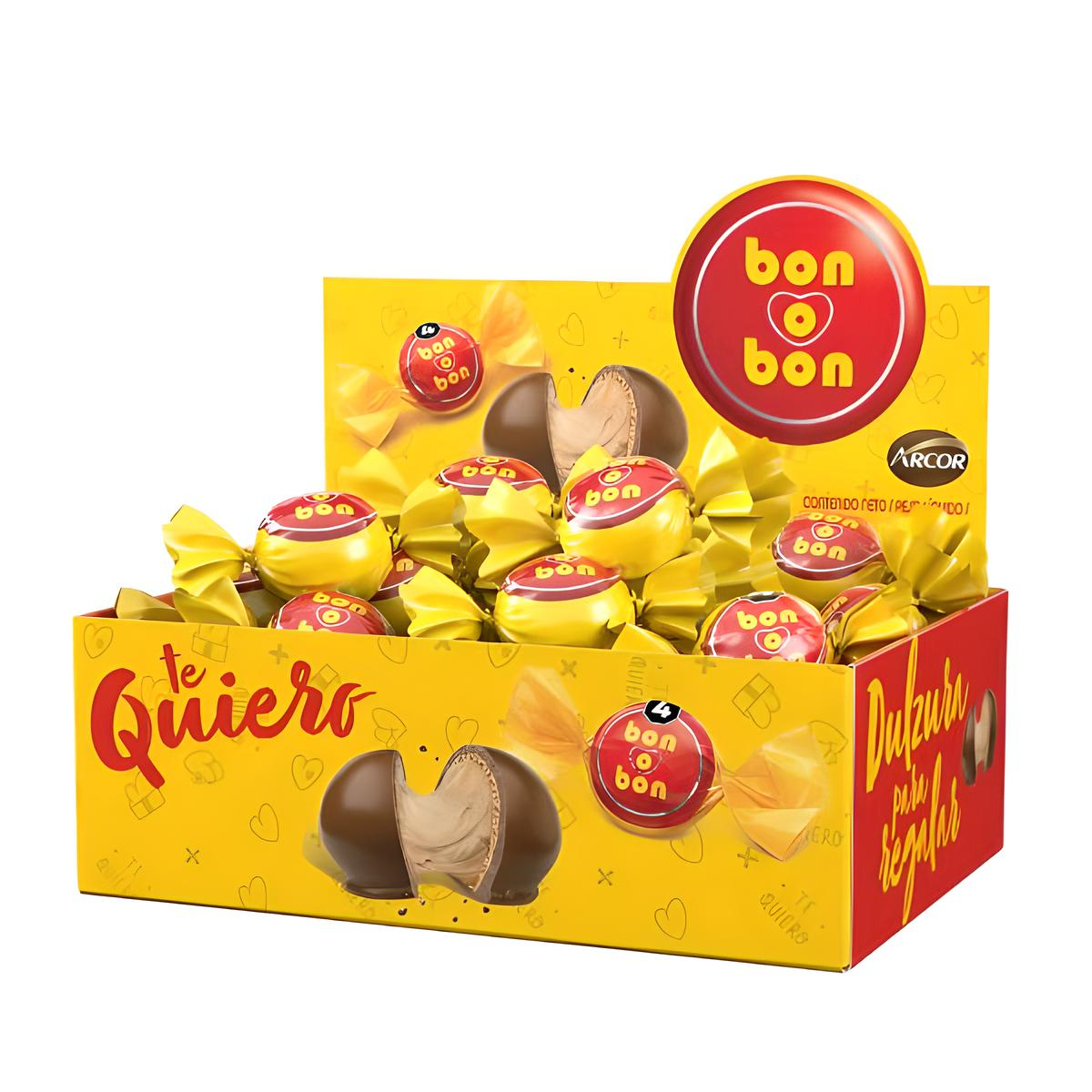 Bon o Bon Caja de Bombones Rellenos con Crema de Maní 15 g (30 Bombones)