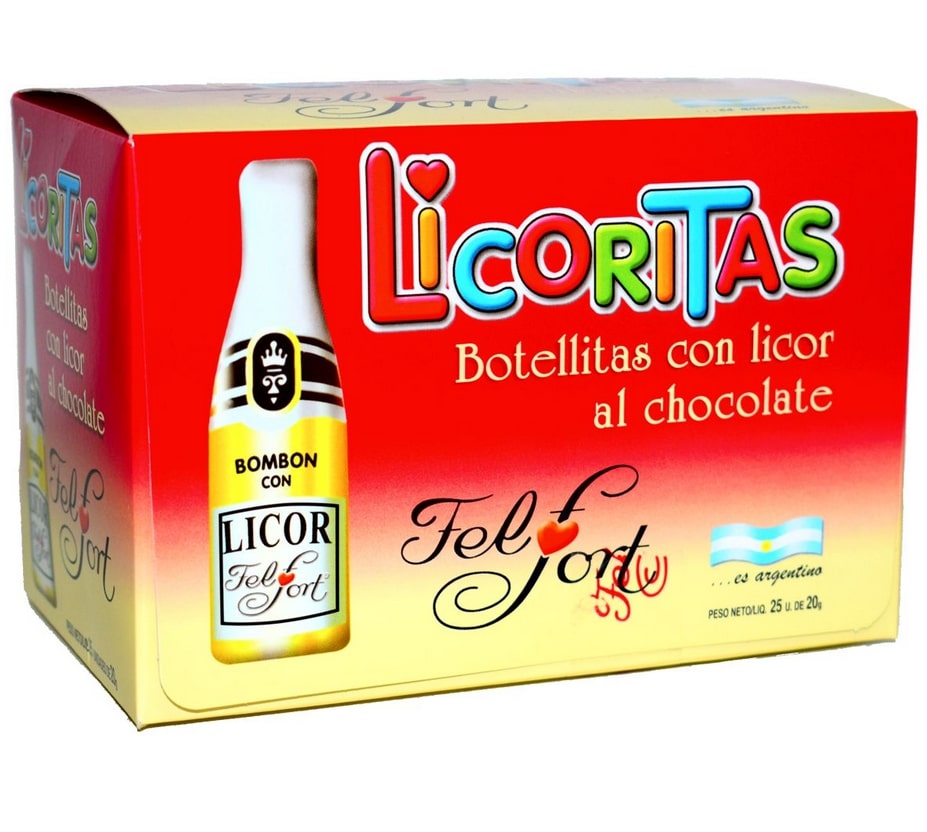 Felfort Licoritas Botellitas con Licor al Chocolate, 20 g (25 Botellitas)